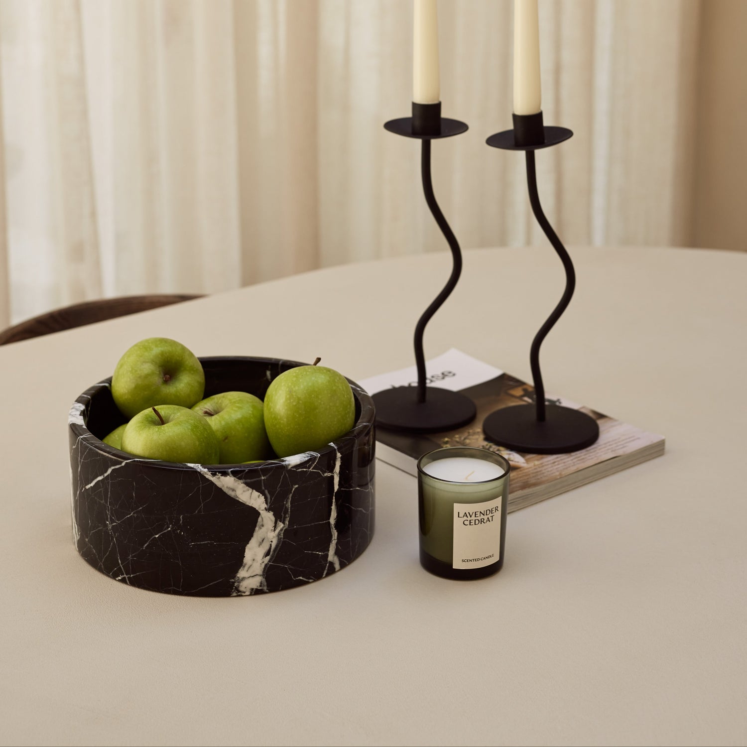 Marmer fruitschaal rond Ø24cm zwart