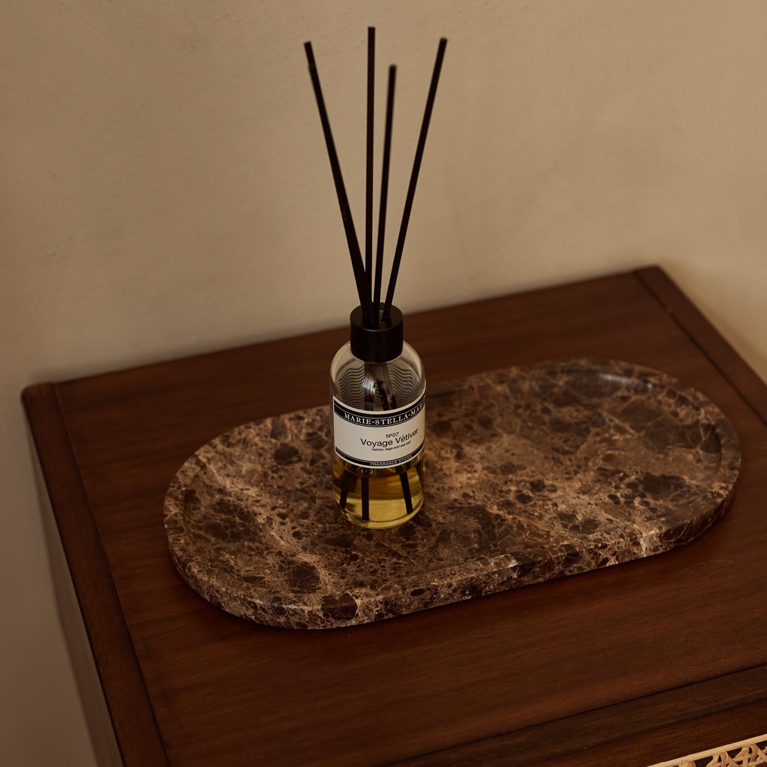 Marmer tray ovaal 30x15cm bruin