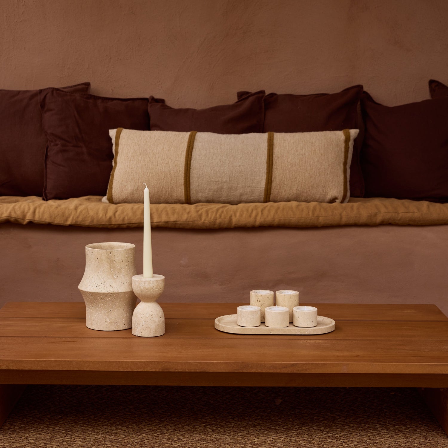 Travertine design vaas Ø12x20cm