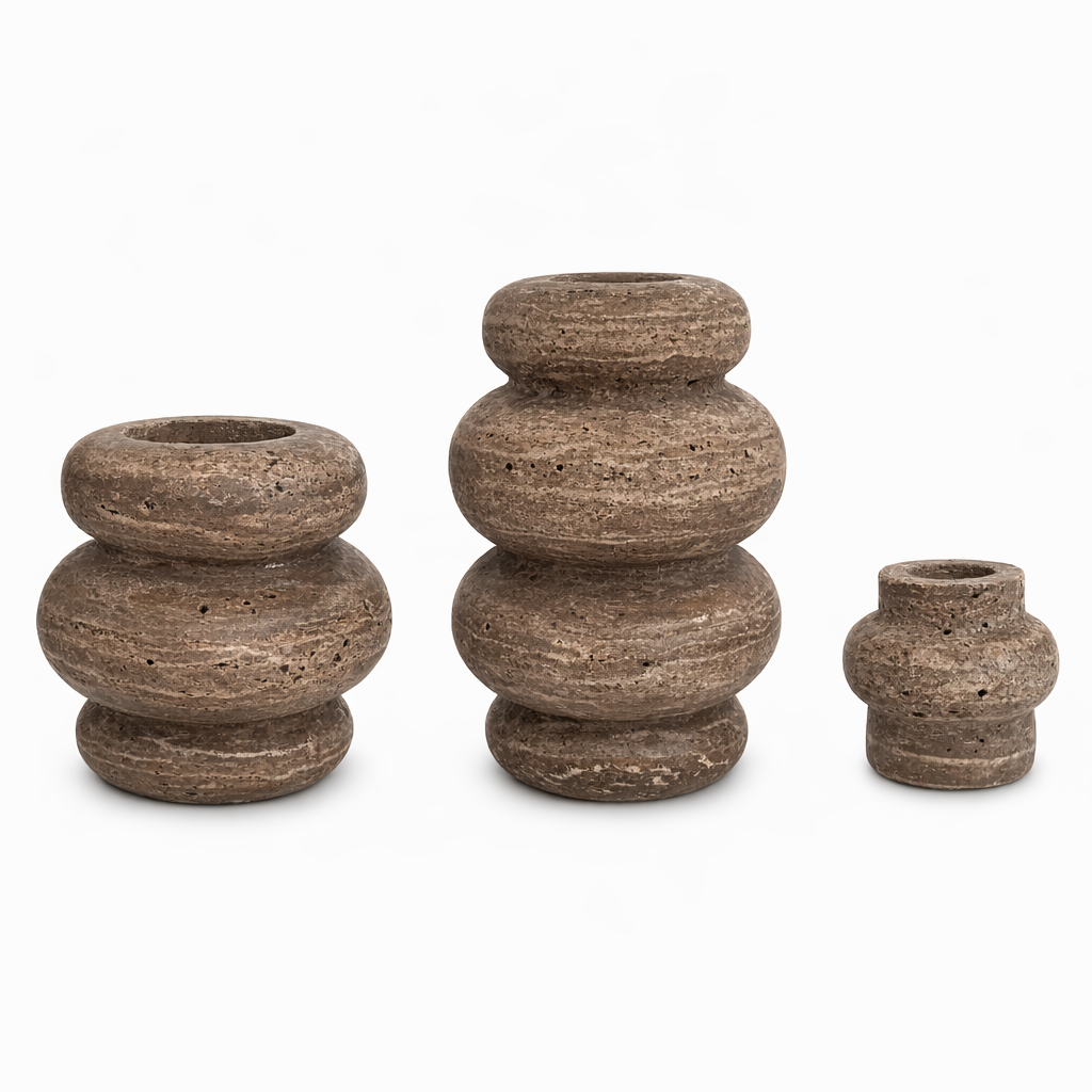 Bublé vaas M Ø20x21cm Titanium travertine