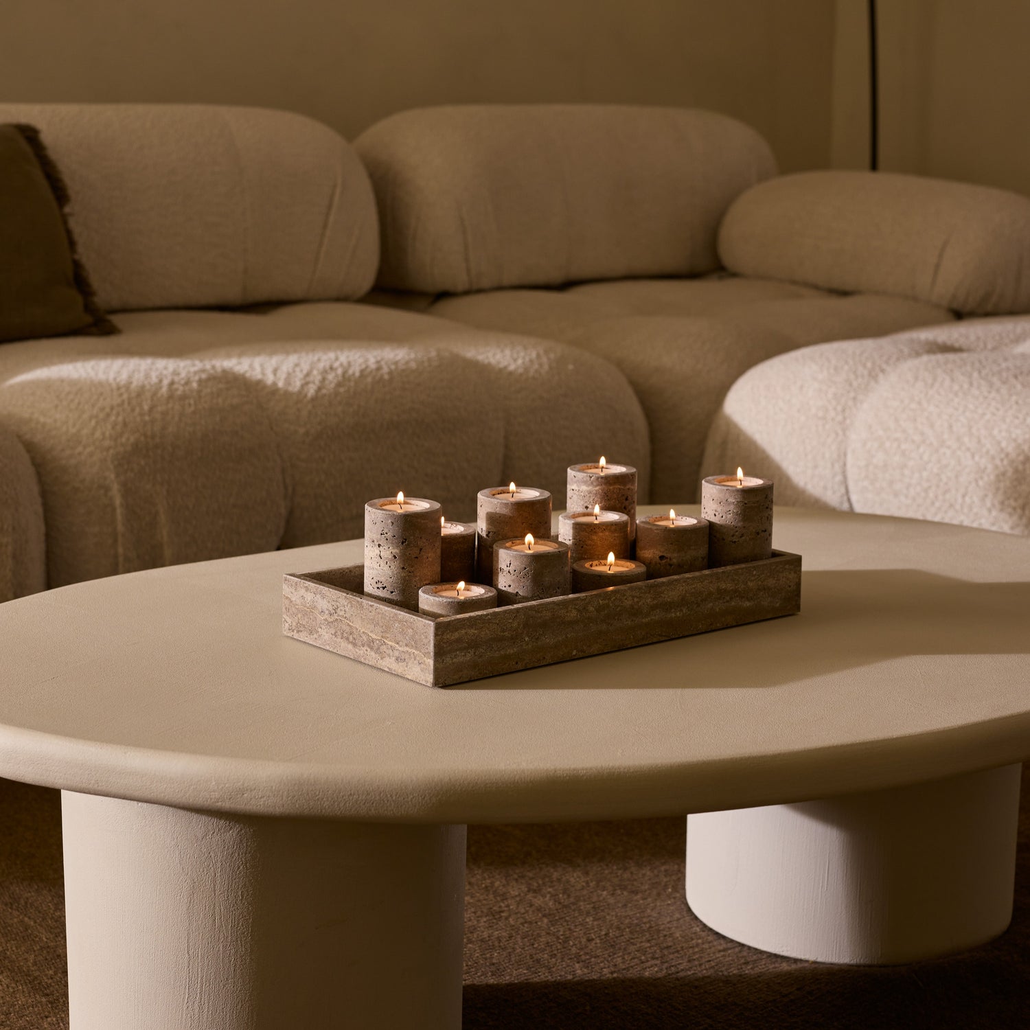 Marmer dienblad met rand 40x20x5cm Titanium travertine