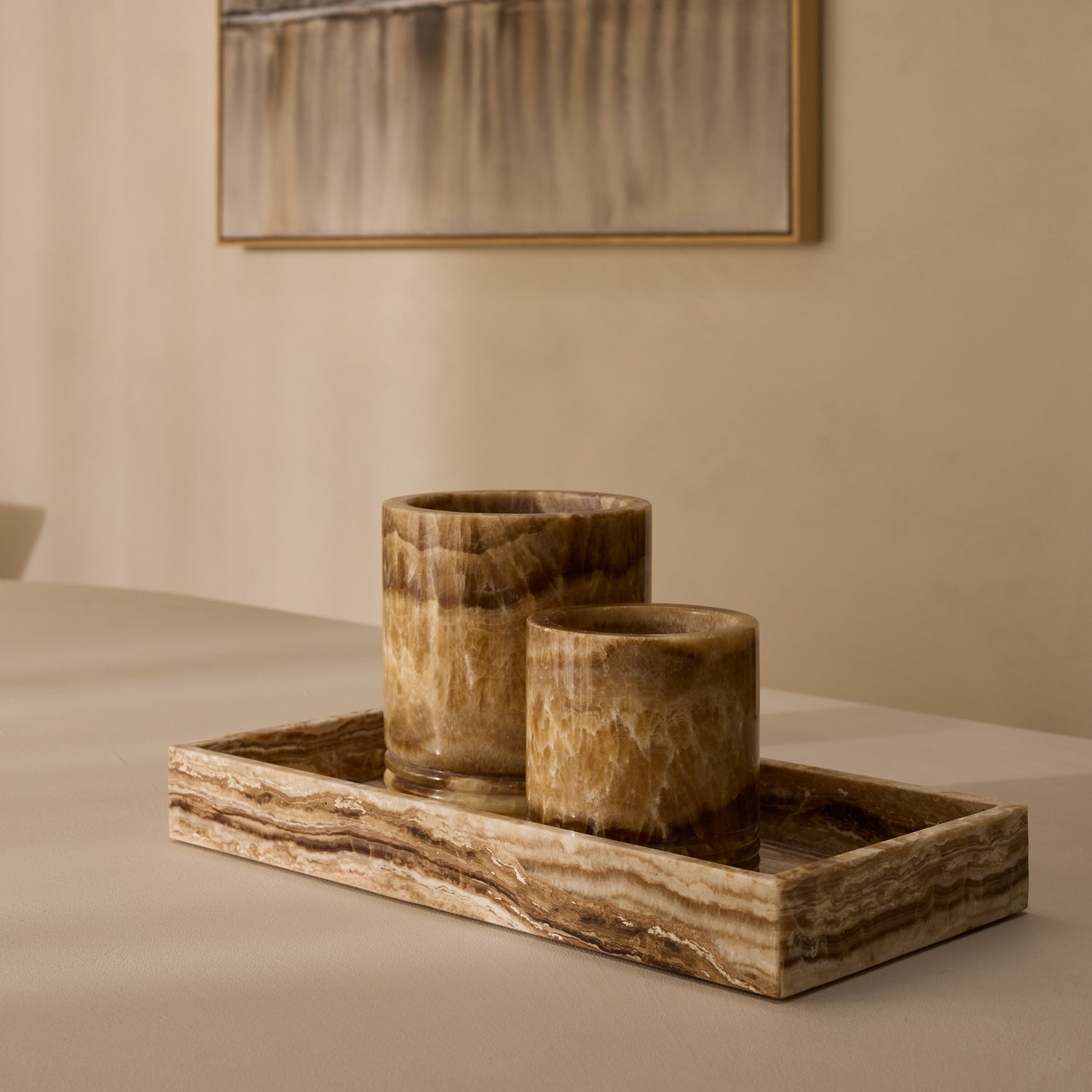 Windlicht Sandal onyx M Ø11x13cm