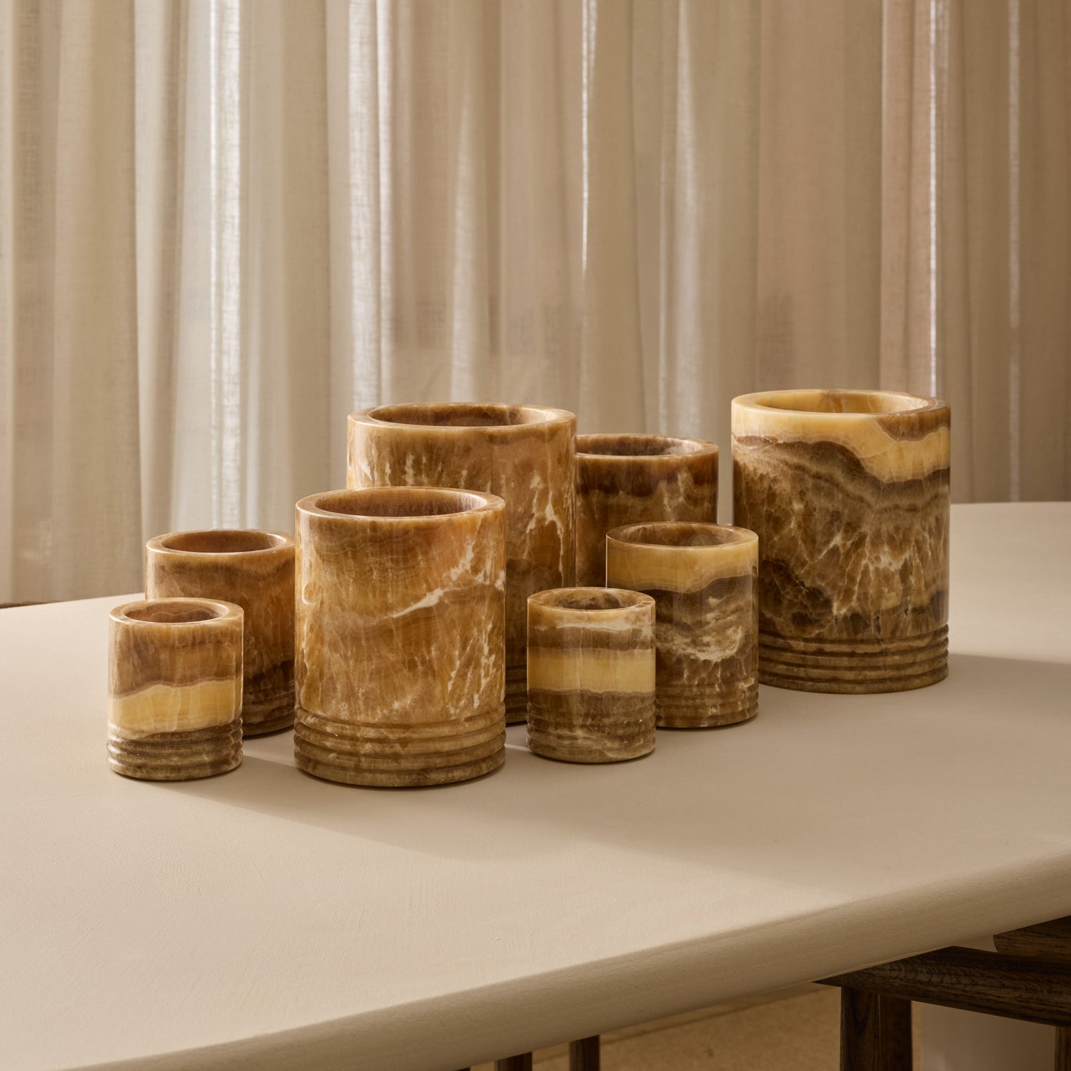 Windlicht Sandal onyx L Ø14x17cm