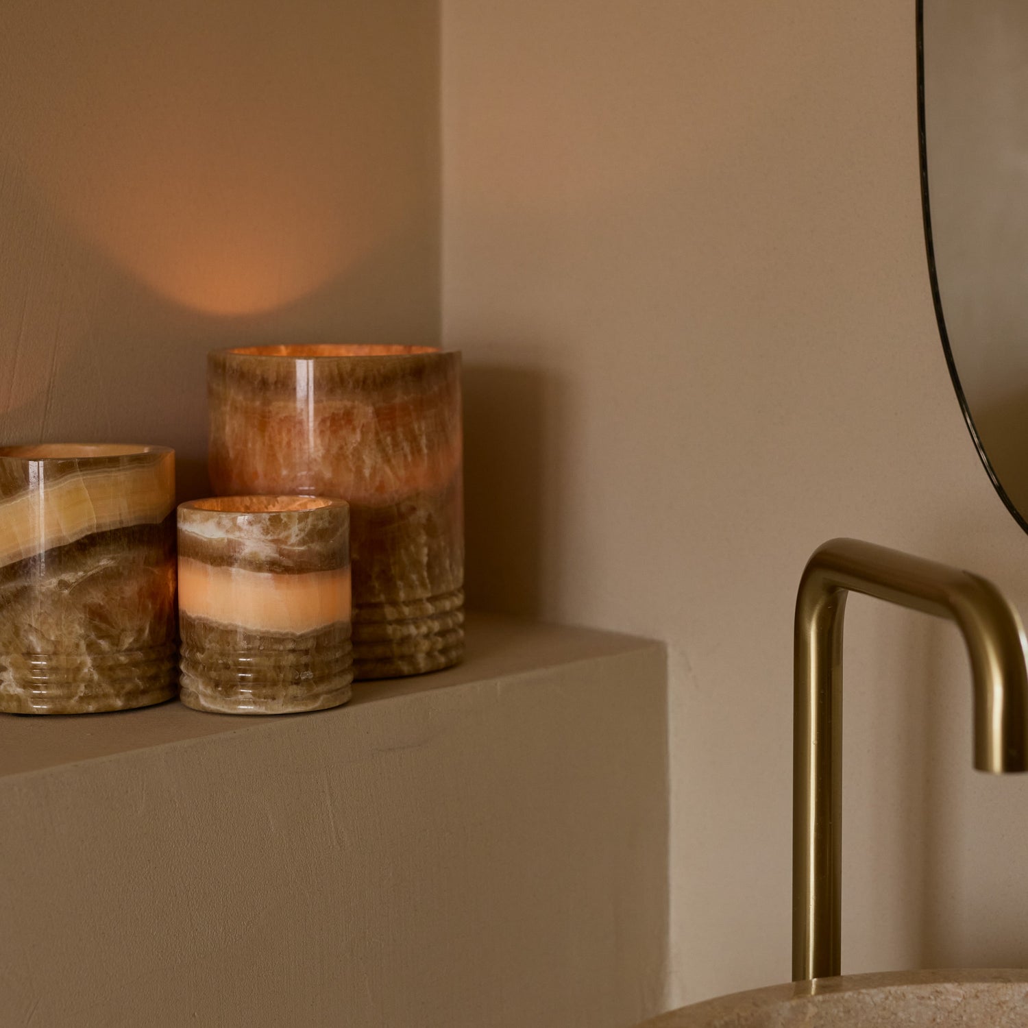 Windlicht Sandal onyx M Ø11x13cm