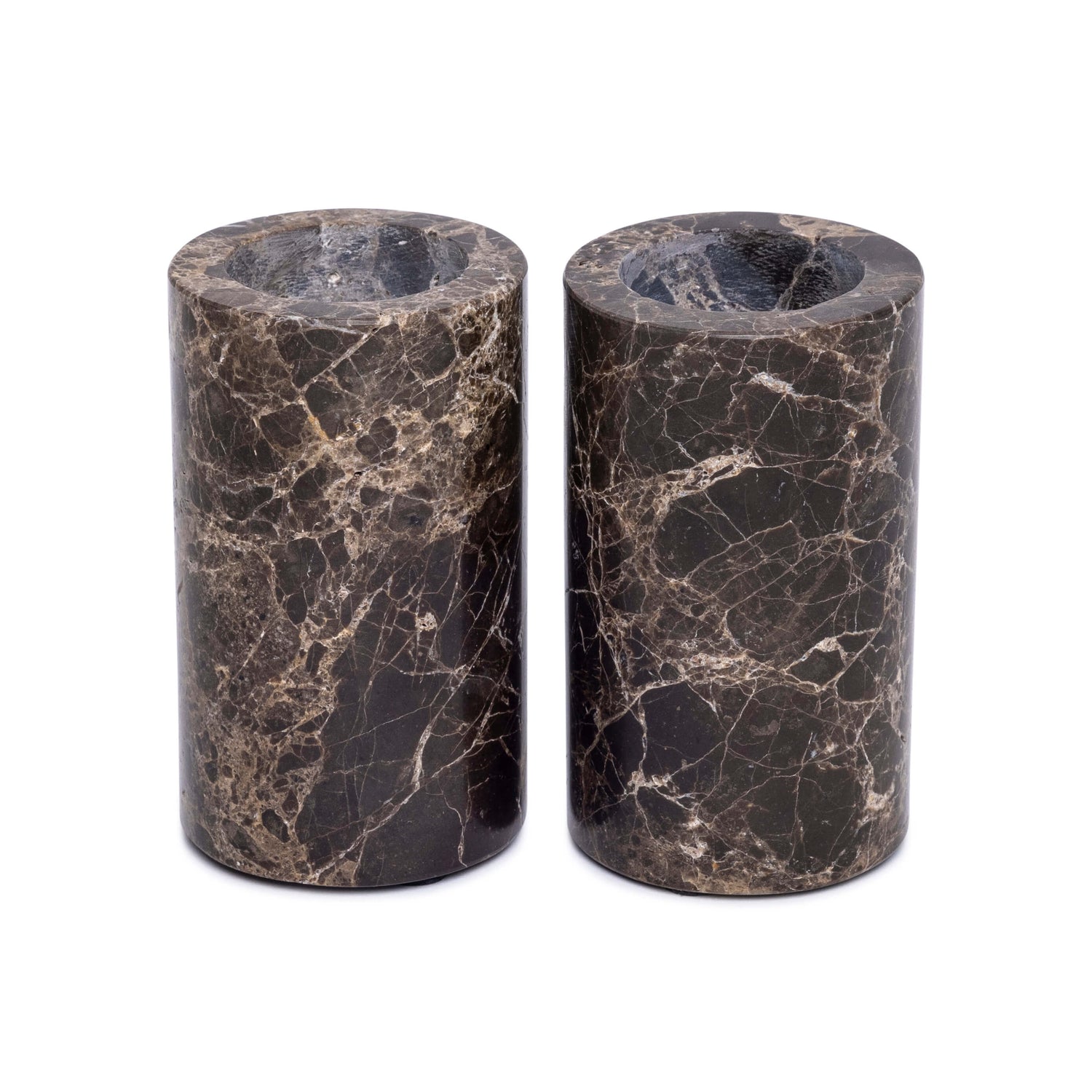 Teelichthalter aus Marmor, L Ø6x10cm, braun
