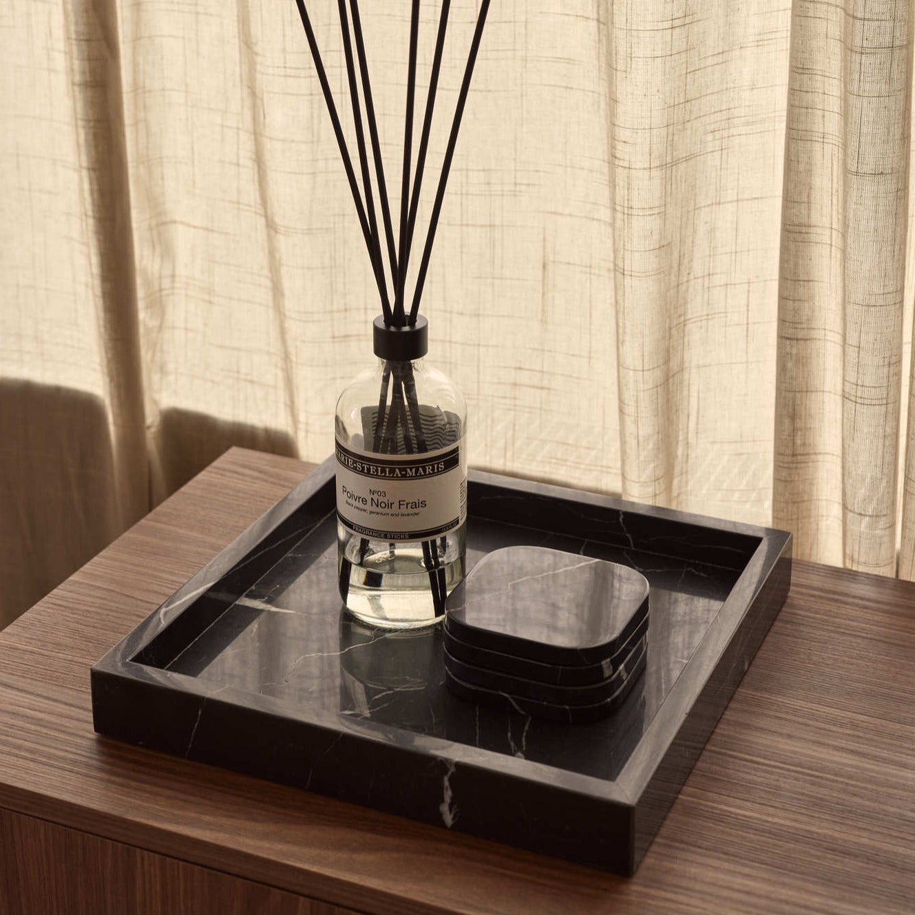 Marmer dienblad tray zwart