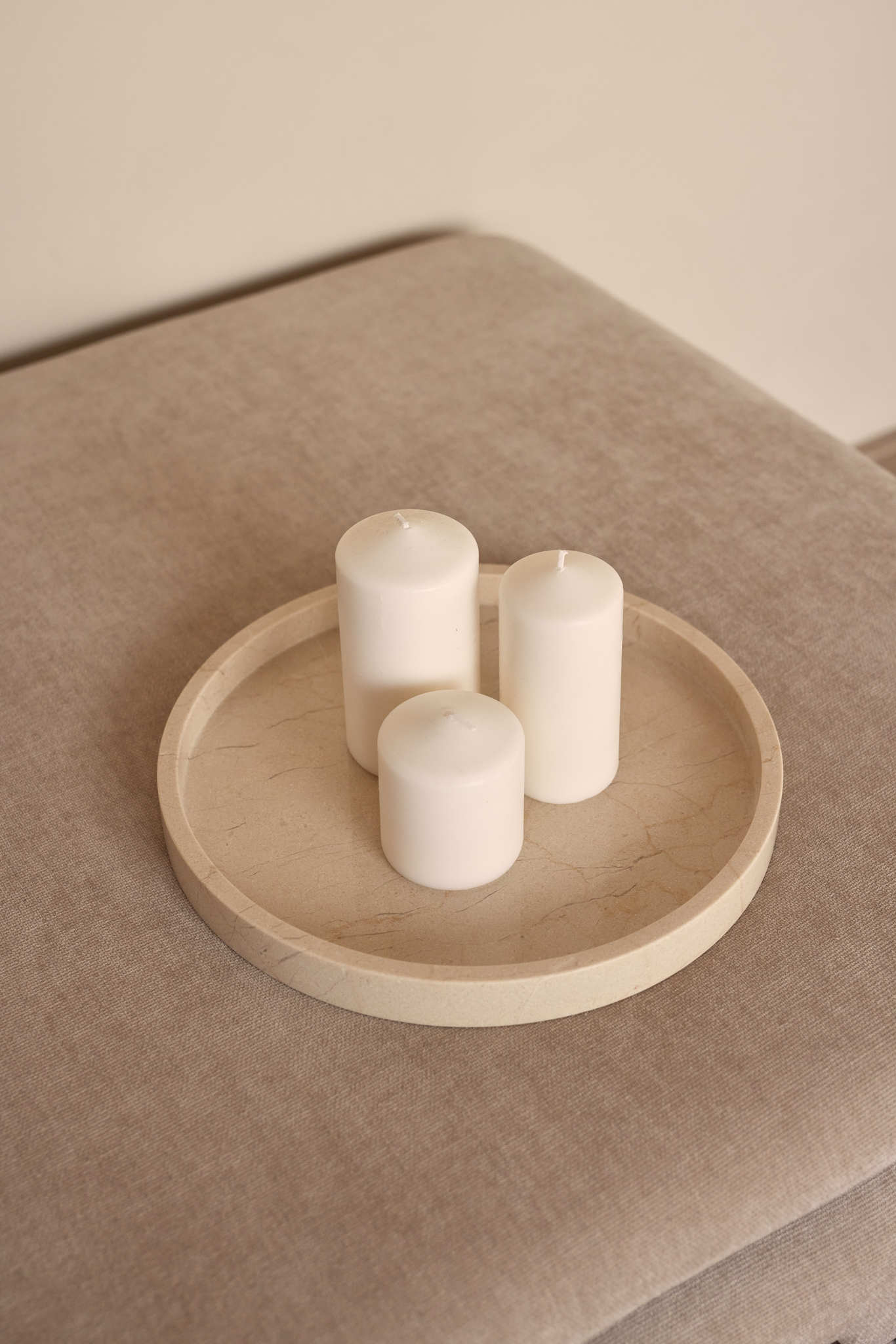 Marmer dienblad rond met rand tray beige