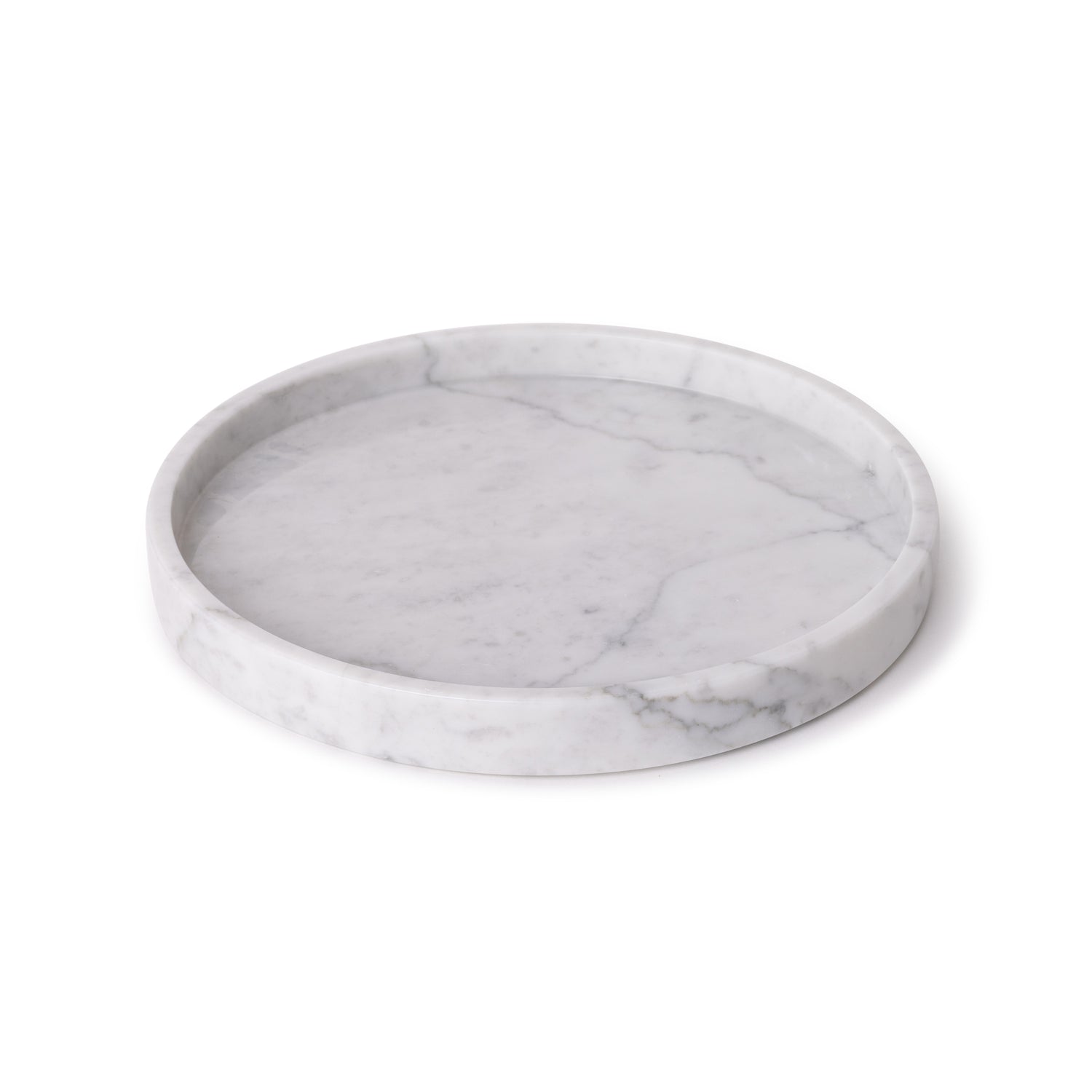 Marmer dienblad rond met rand tray wit