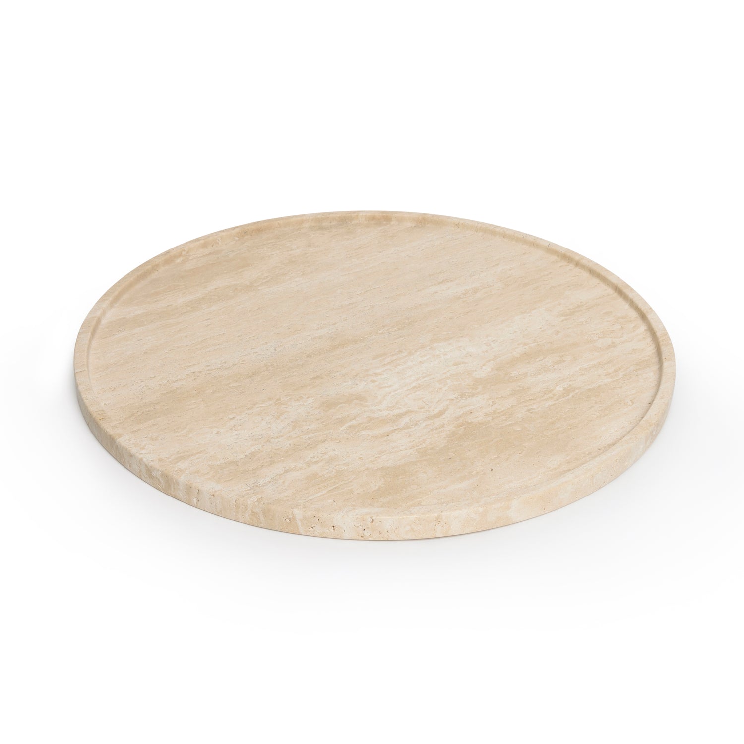 Travertine dienblad rond met rand 45cm (OUTLET)