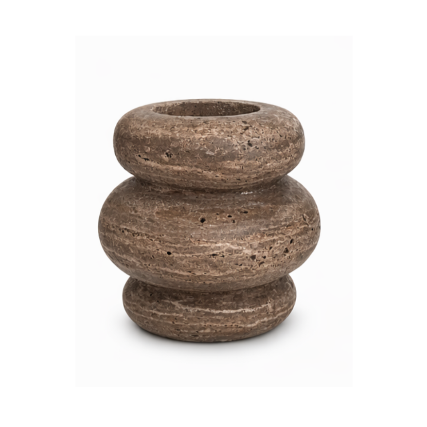 Bublé vaas M Ø20x21cm Titanium travertine