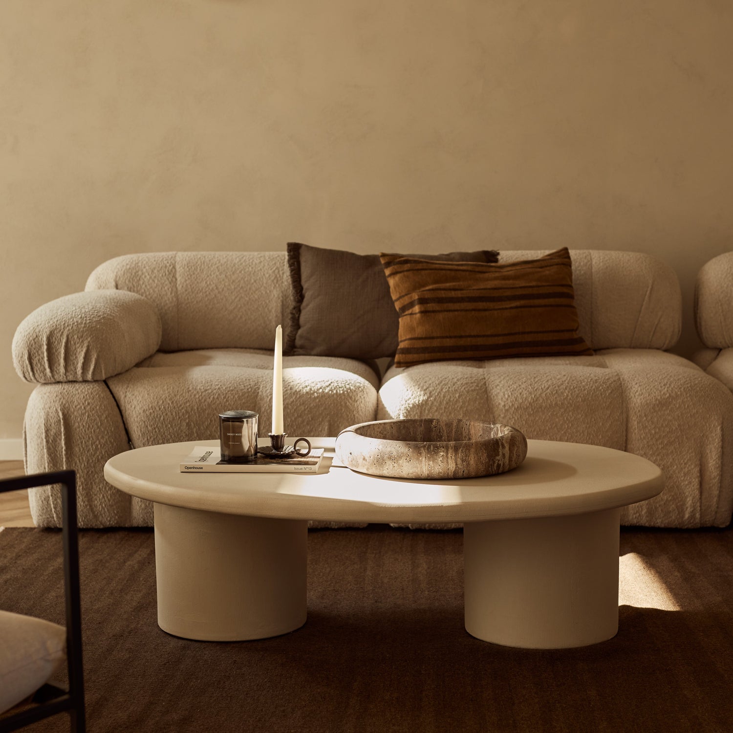 Titanium travertine turban bowl 40cm