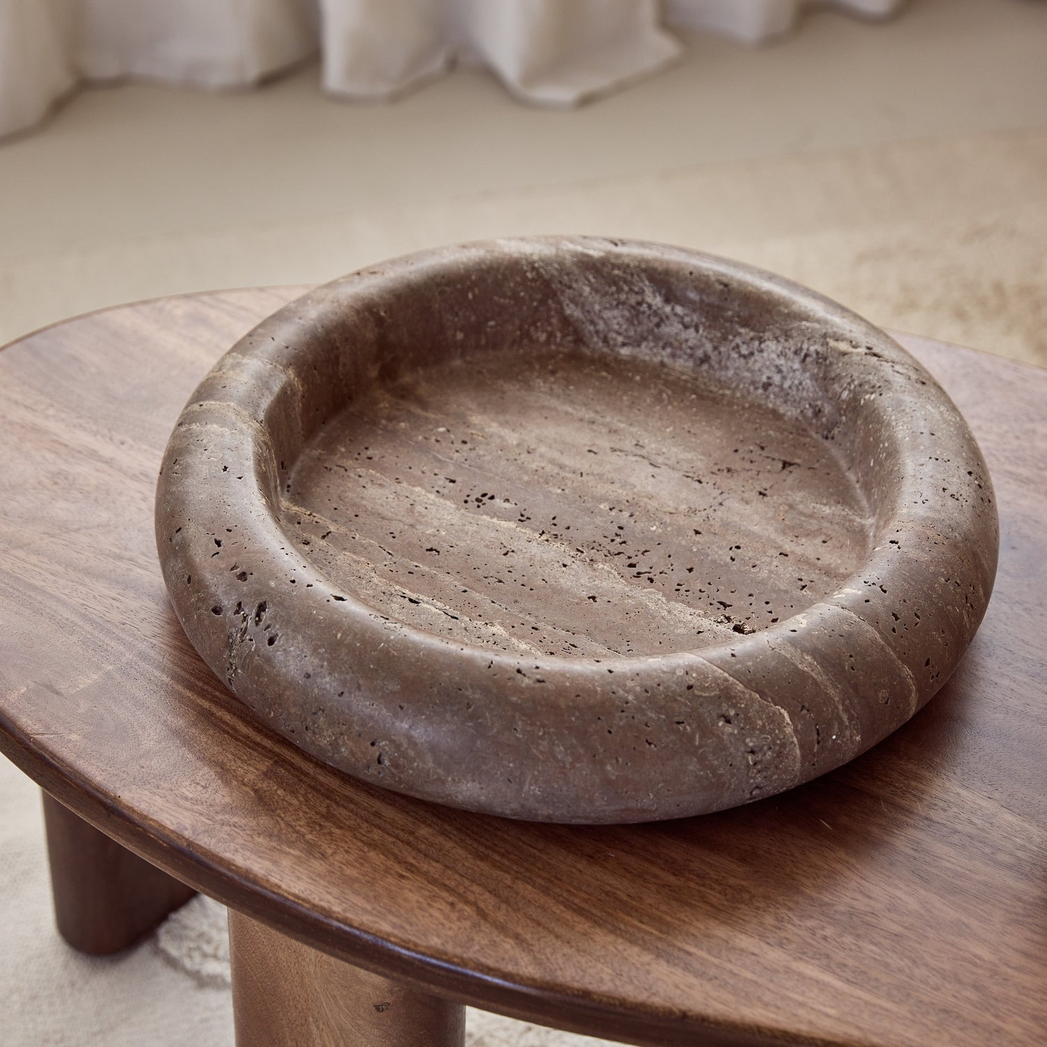 Titanium travertine turban bowl 40cm