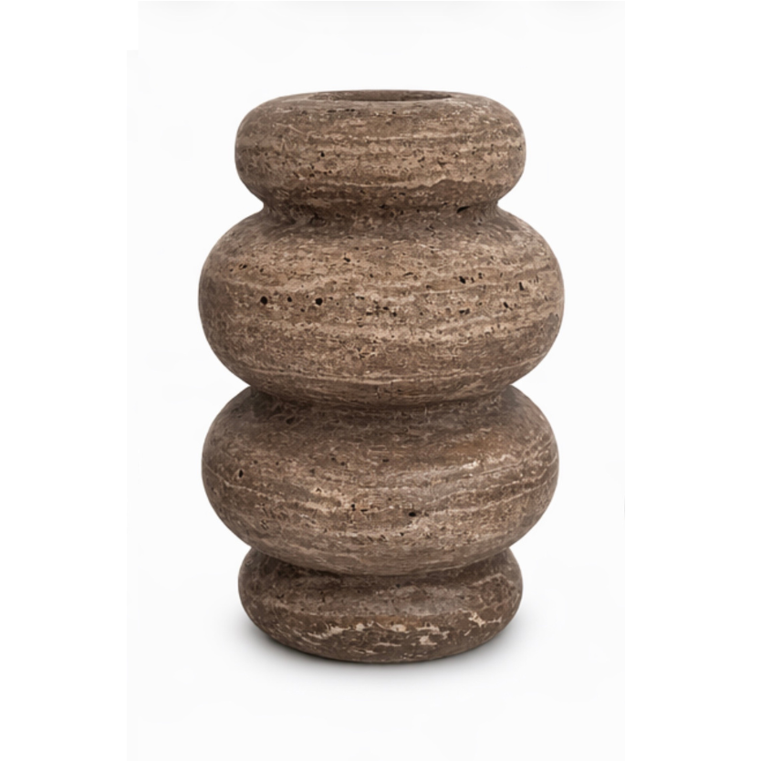 Bublé vaas L Ø20x31cm Titanium travertine