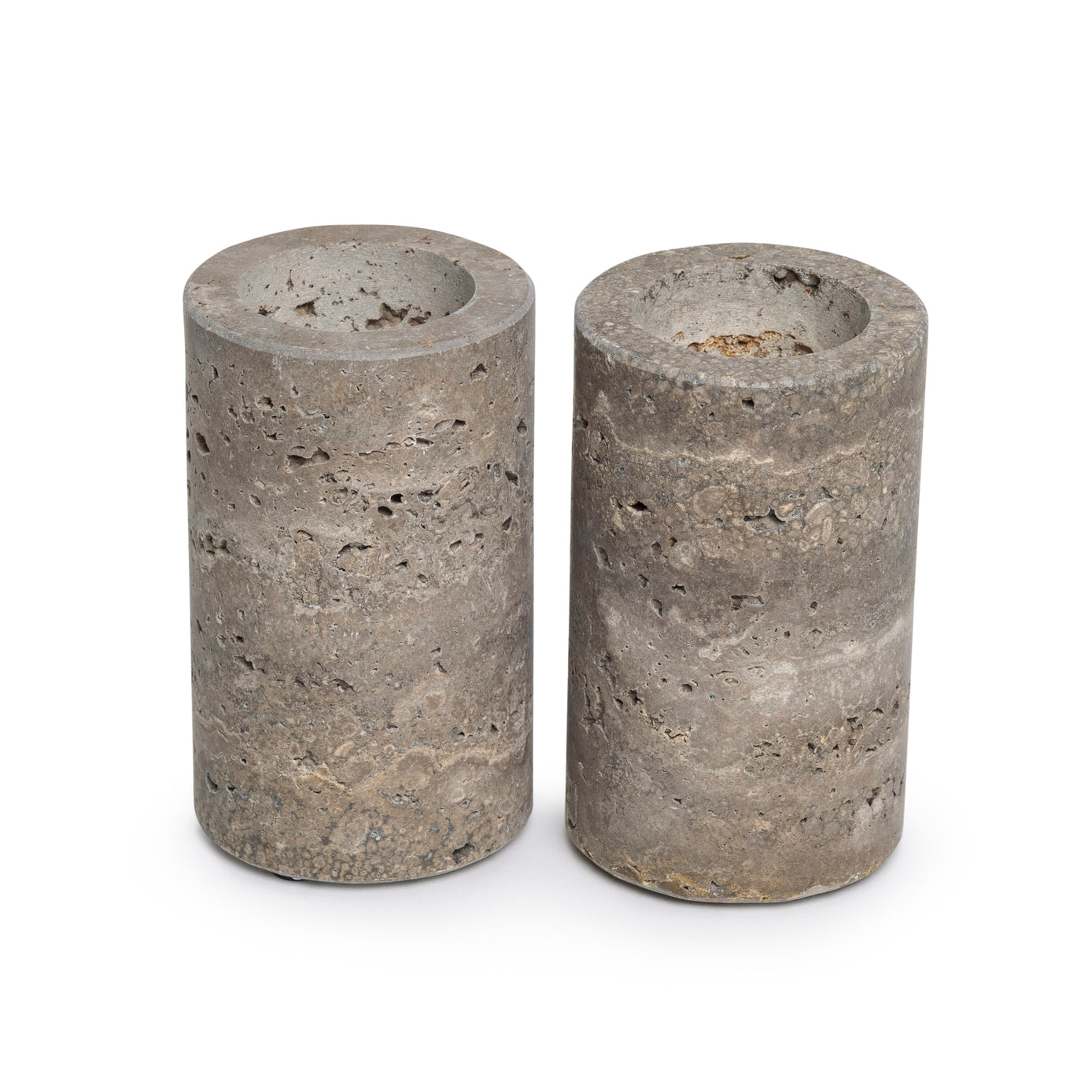 Titanium travertine waxinelichthouder L Ø6x10cm