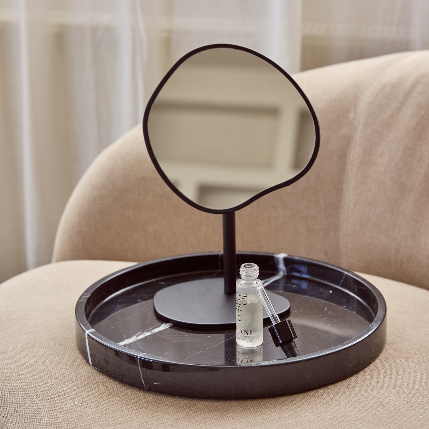 Marmer dienblad rond met rand tray Ø30cm zwart