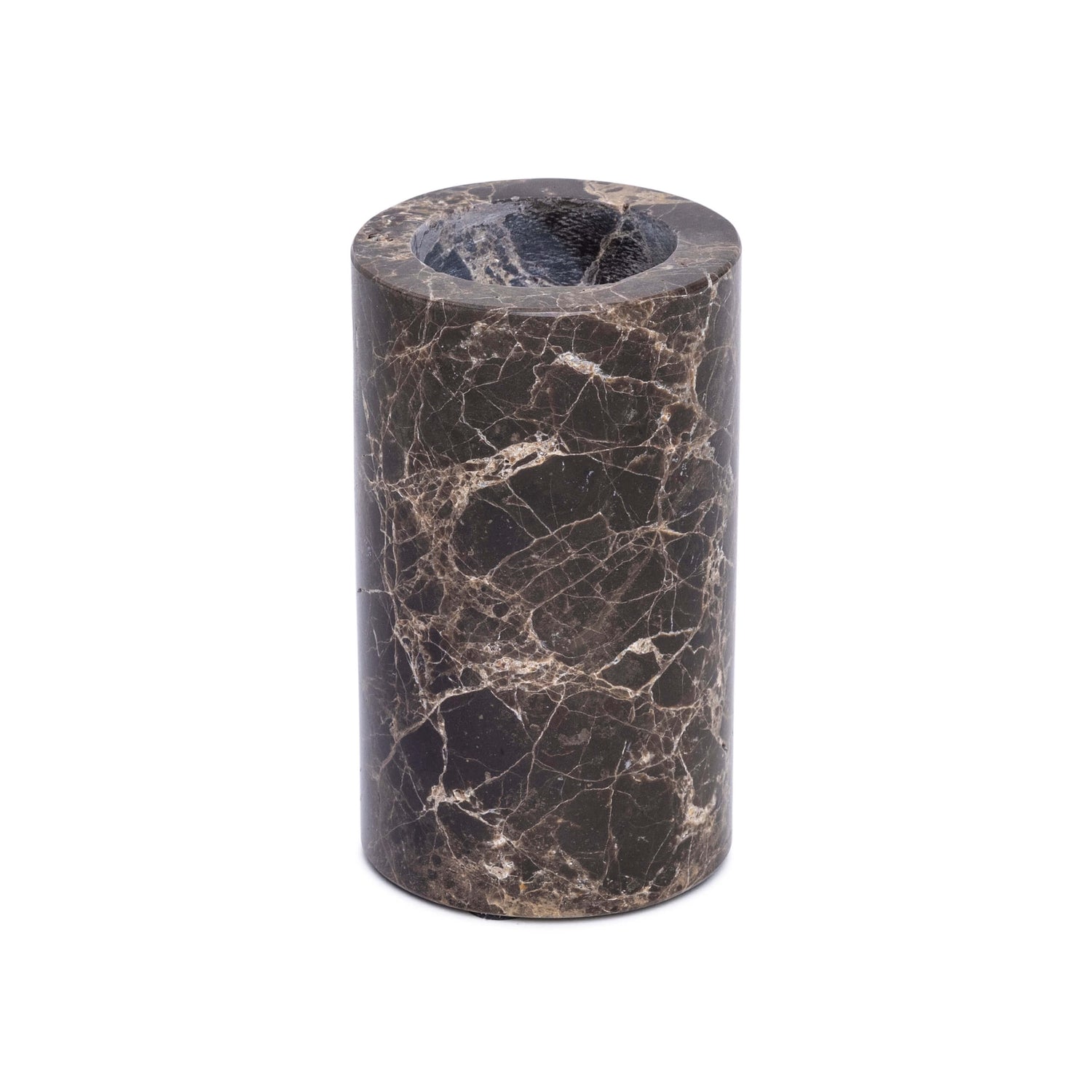 Marmer waxinelichthouder L Ø6x10cm bruin (OUTLET)