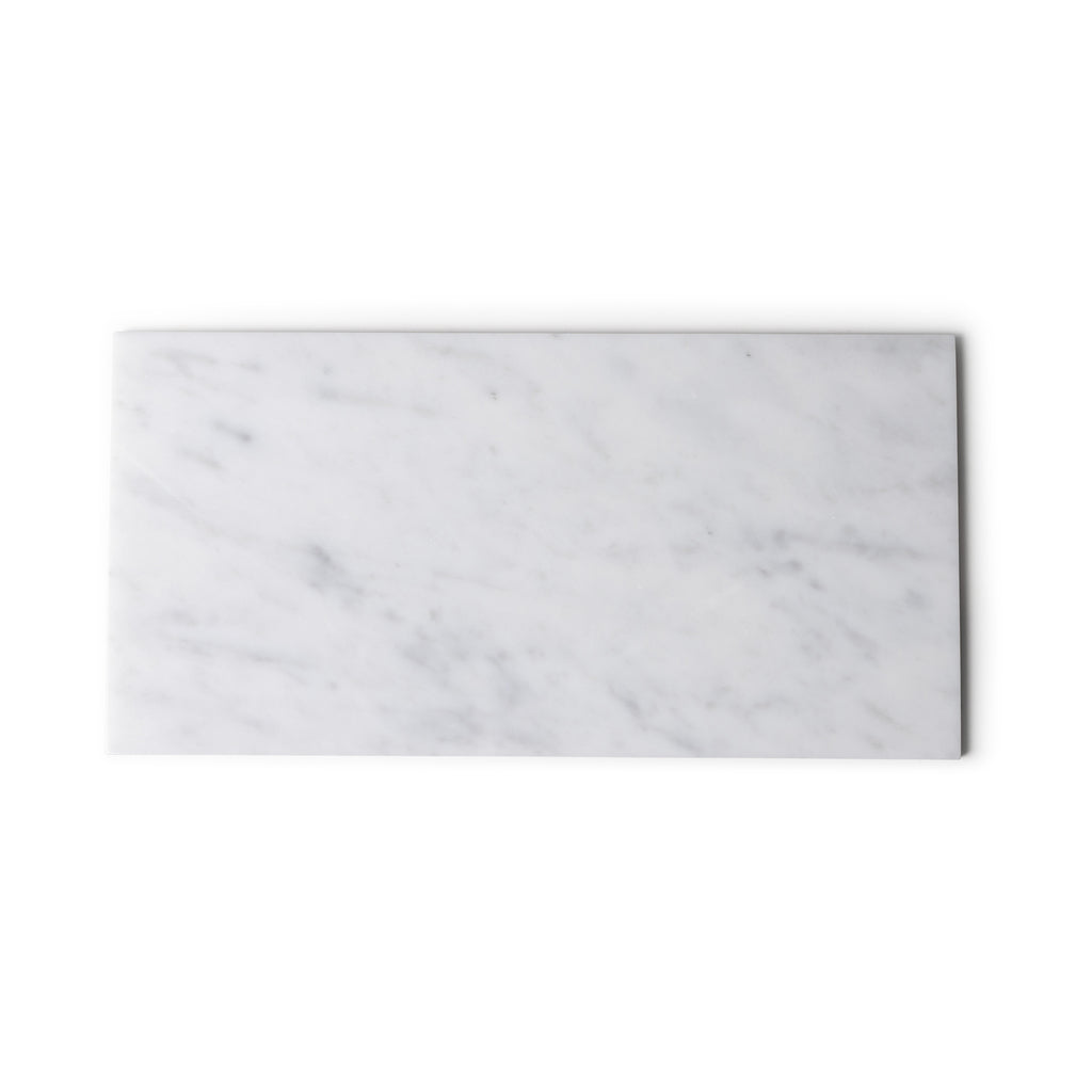 Marmer dienblad rechthoek L wit