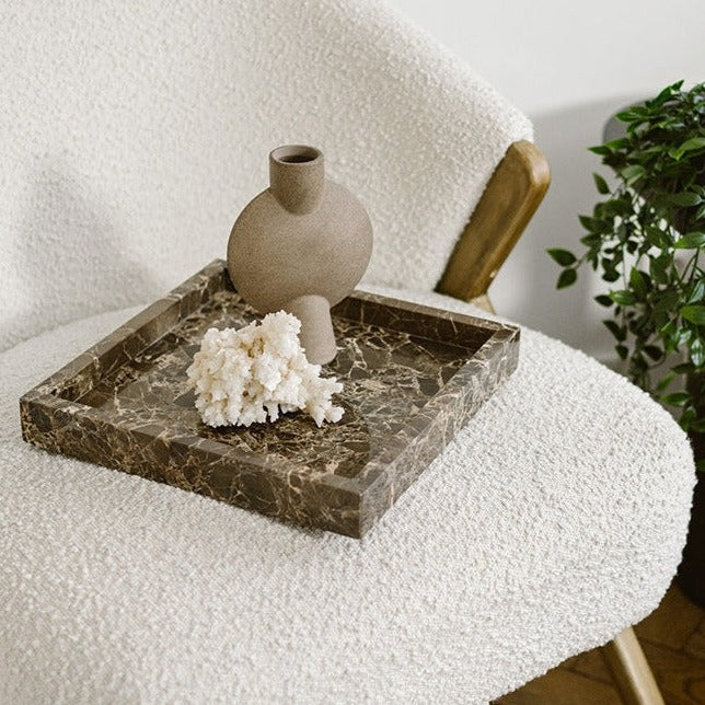 Marmer dienblad tray bruin