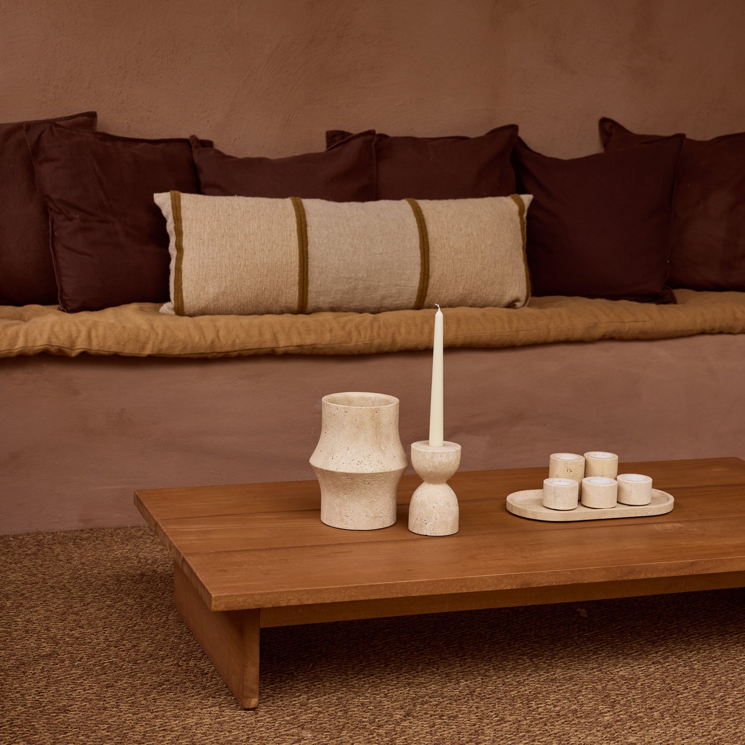 Travertine design vaas Ø12x20cm