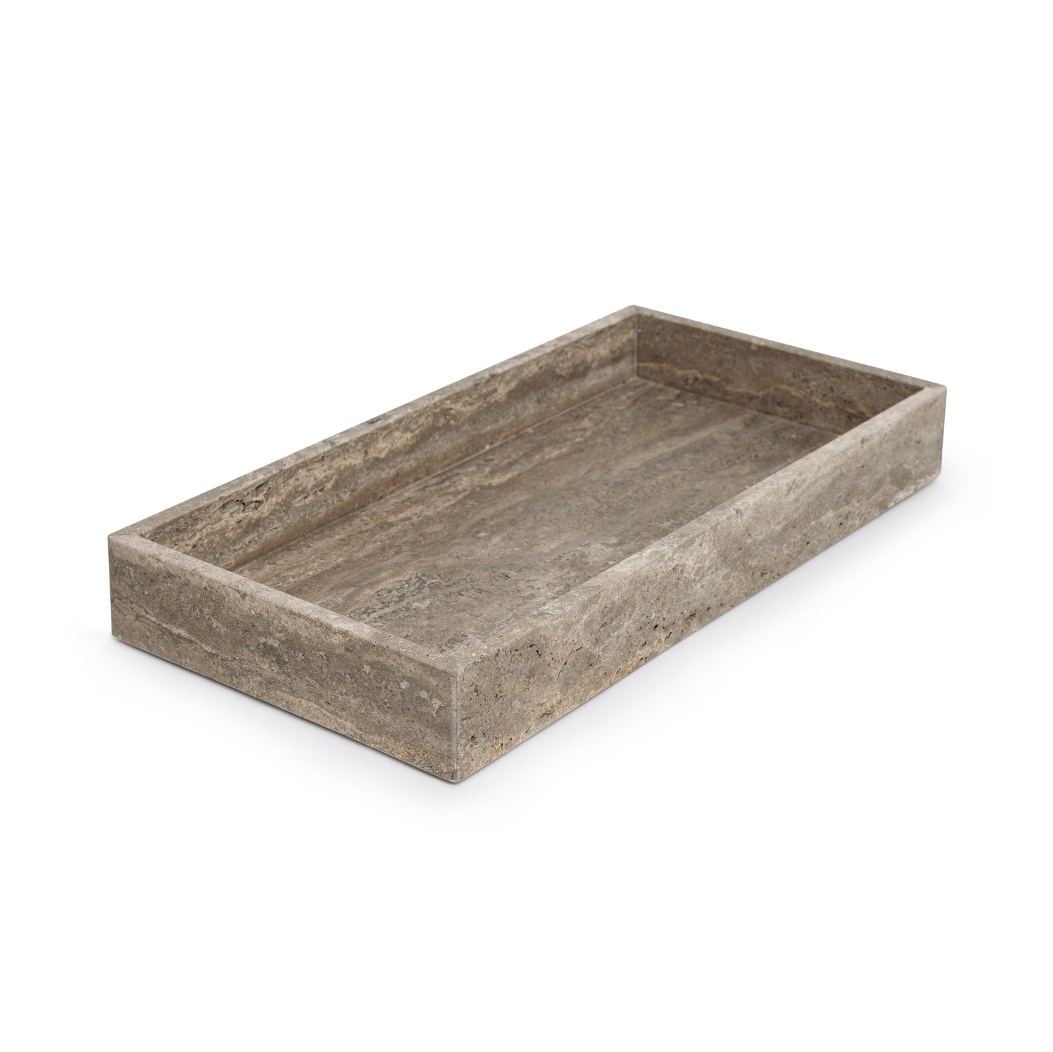 Marmer dienblad met rand 40x20x5cm Titanium travertine