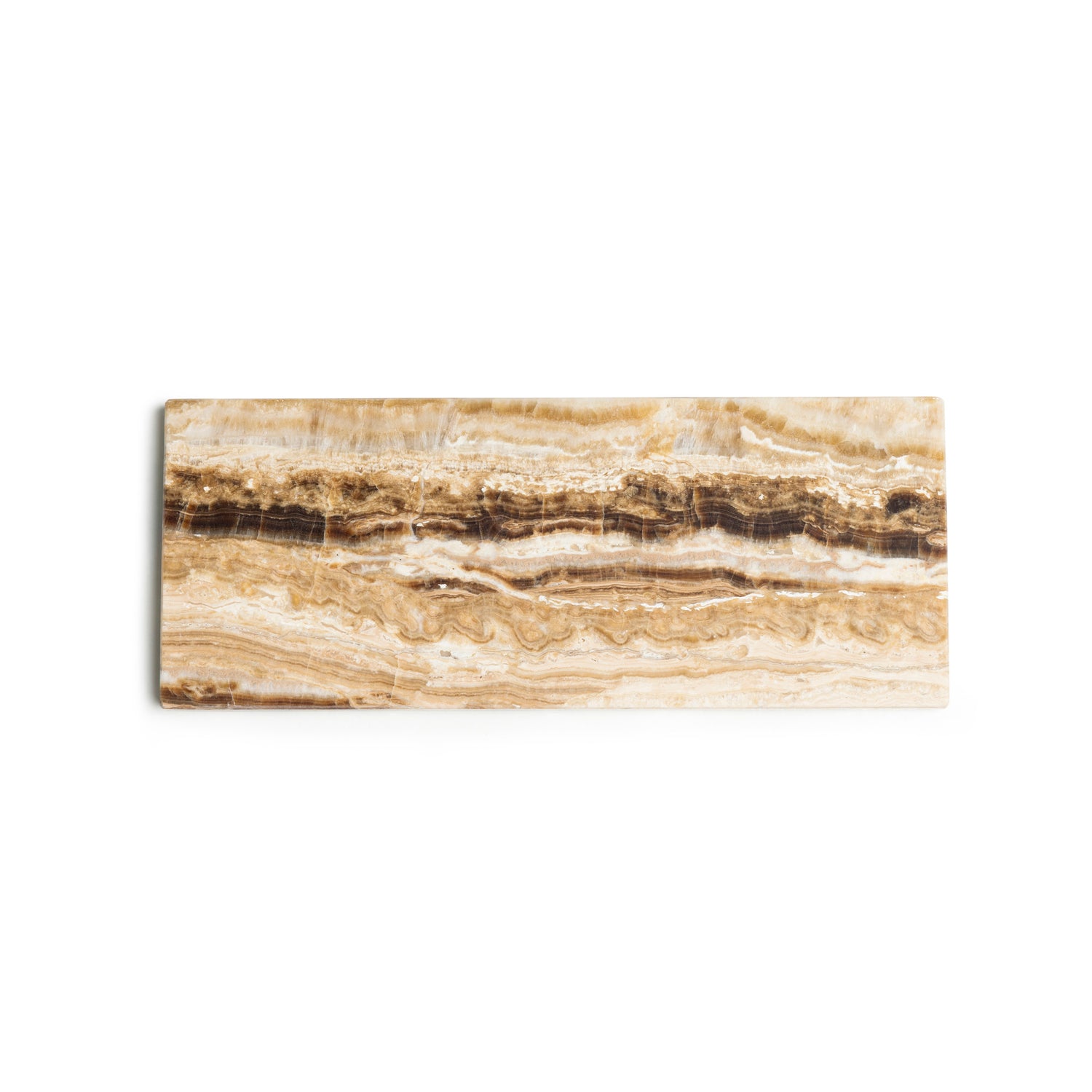 Marmer dienblad rechthoek S sandal onyx 10x25cm