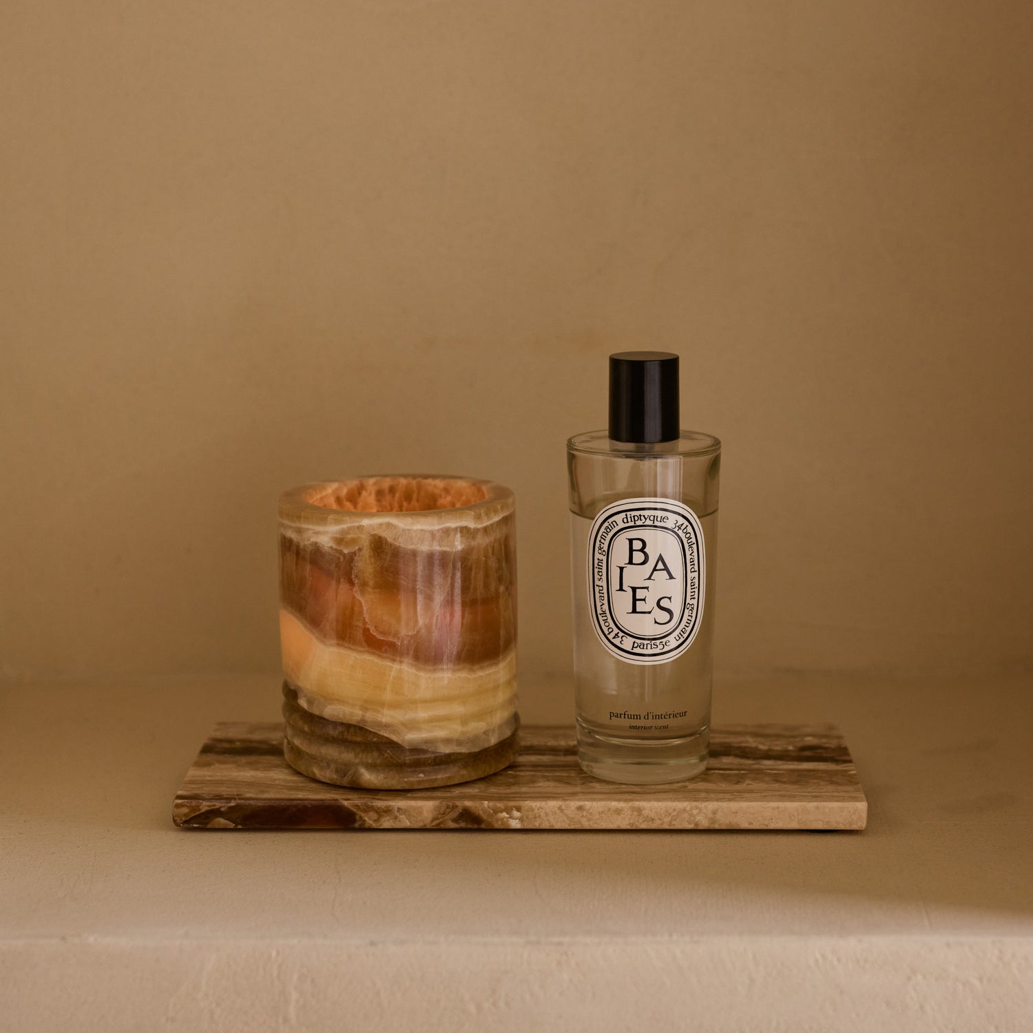 Marble tray rectangular S sandal onyx 10x25cm