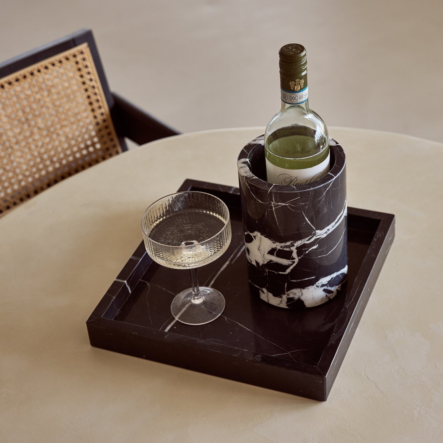 Marmer dienblad tray 30x30cm zwart
