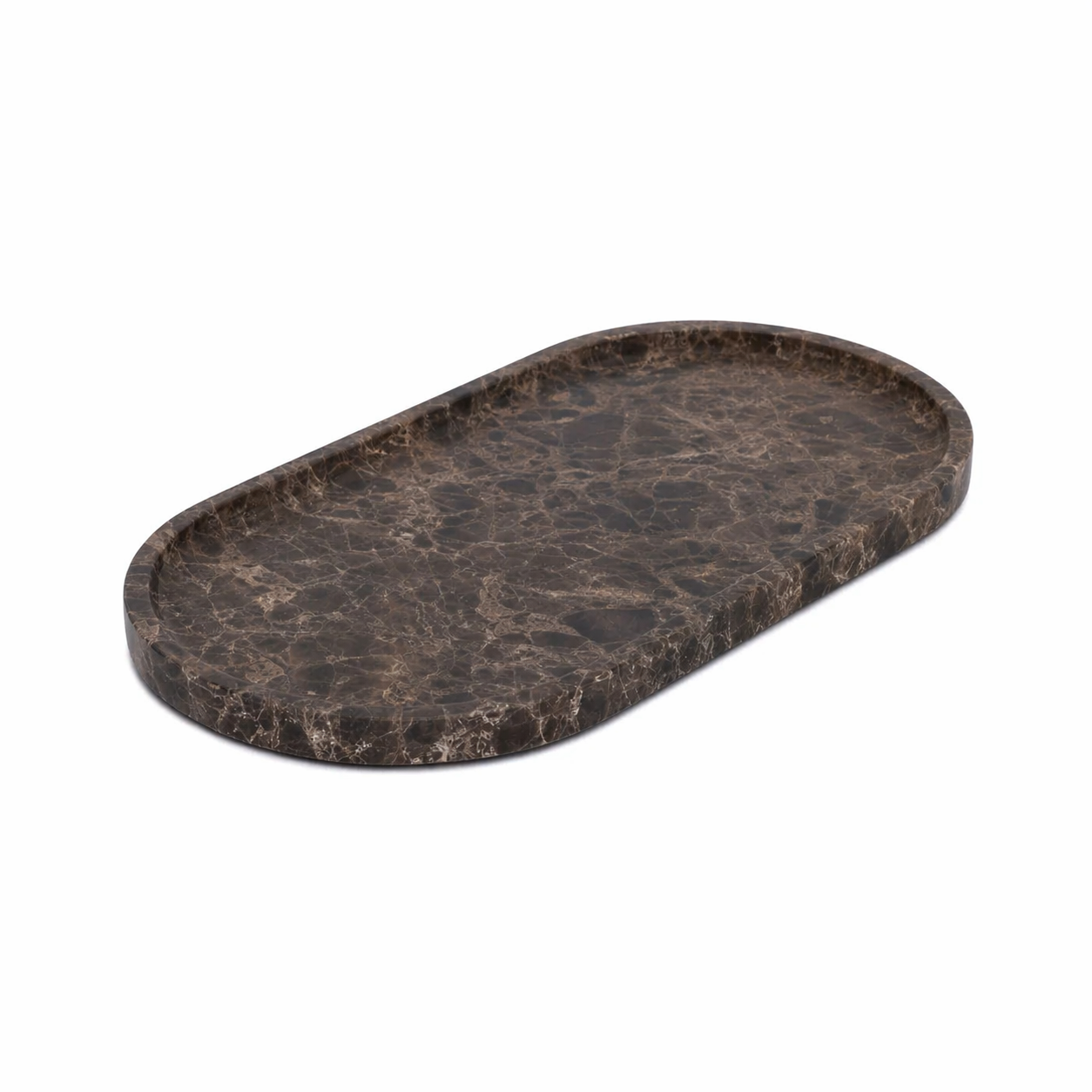 Marmer tray ovaal 30x15cm bruin