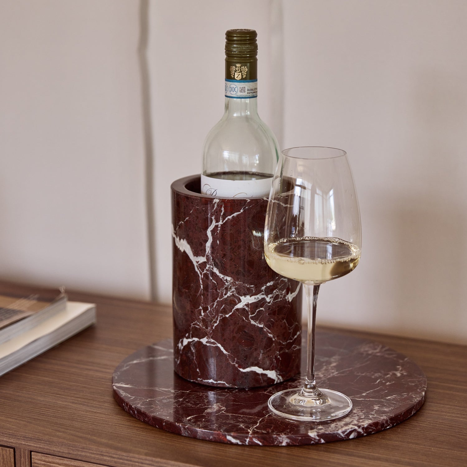 Marble tray round Ø30cm red