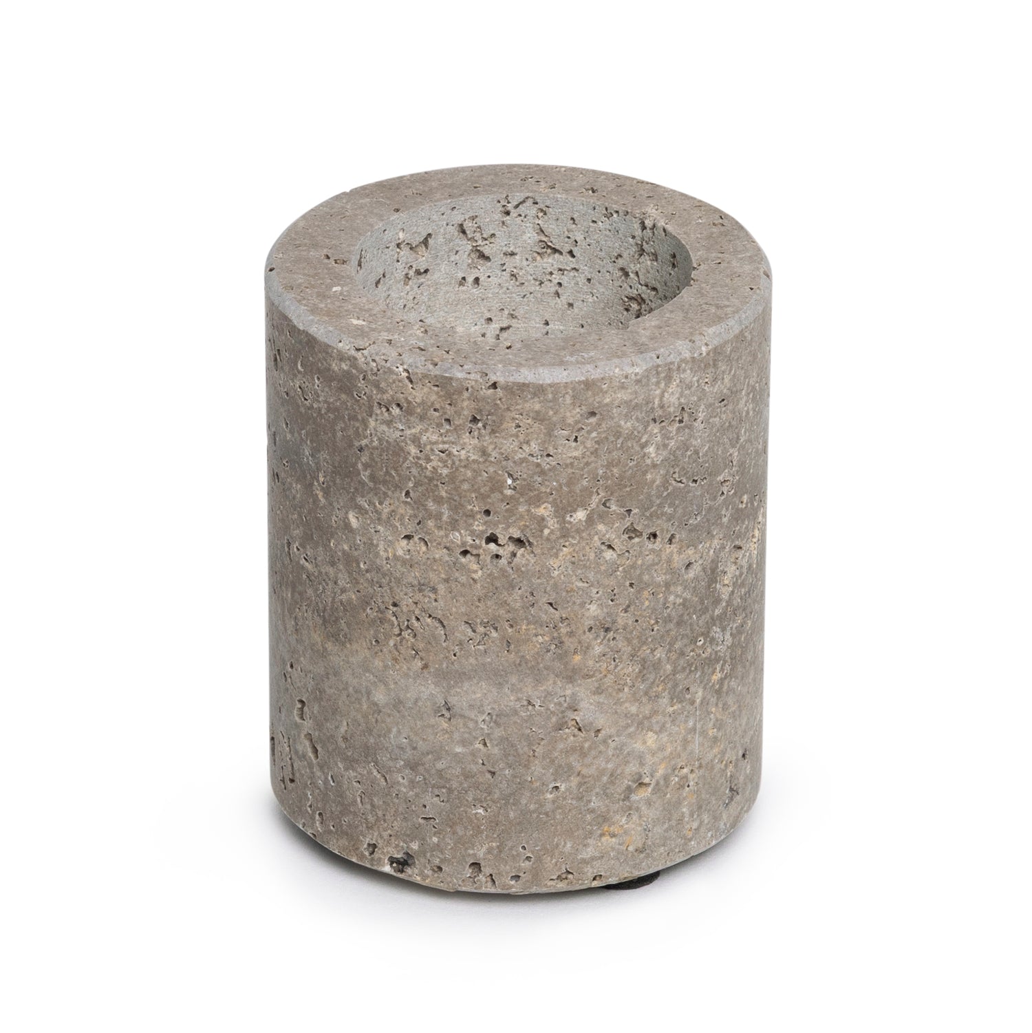 Titanium travertine waxinelichthouder M Ø6x7cm