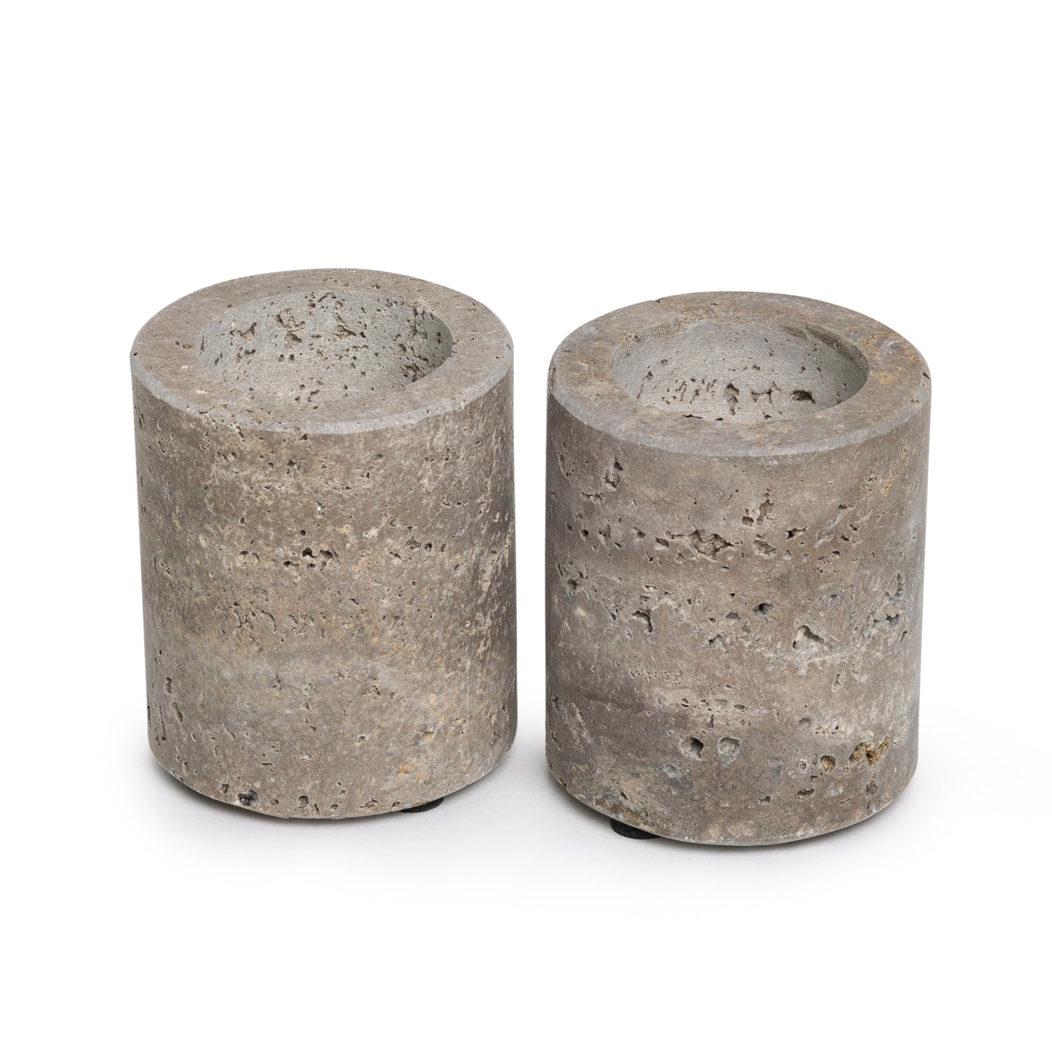 Titanium travertine waxinelichthouder M Ø6x7cm