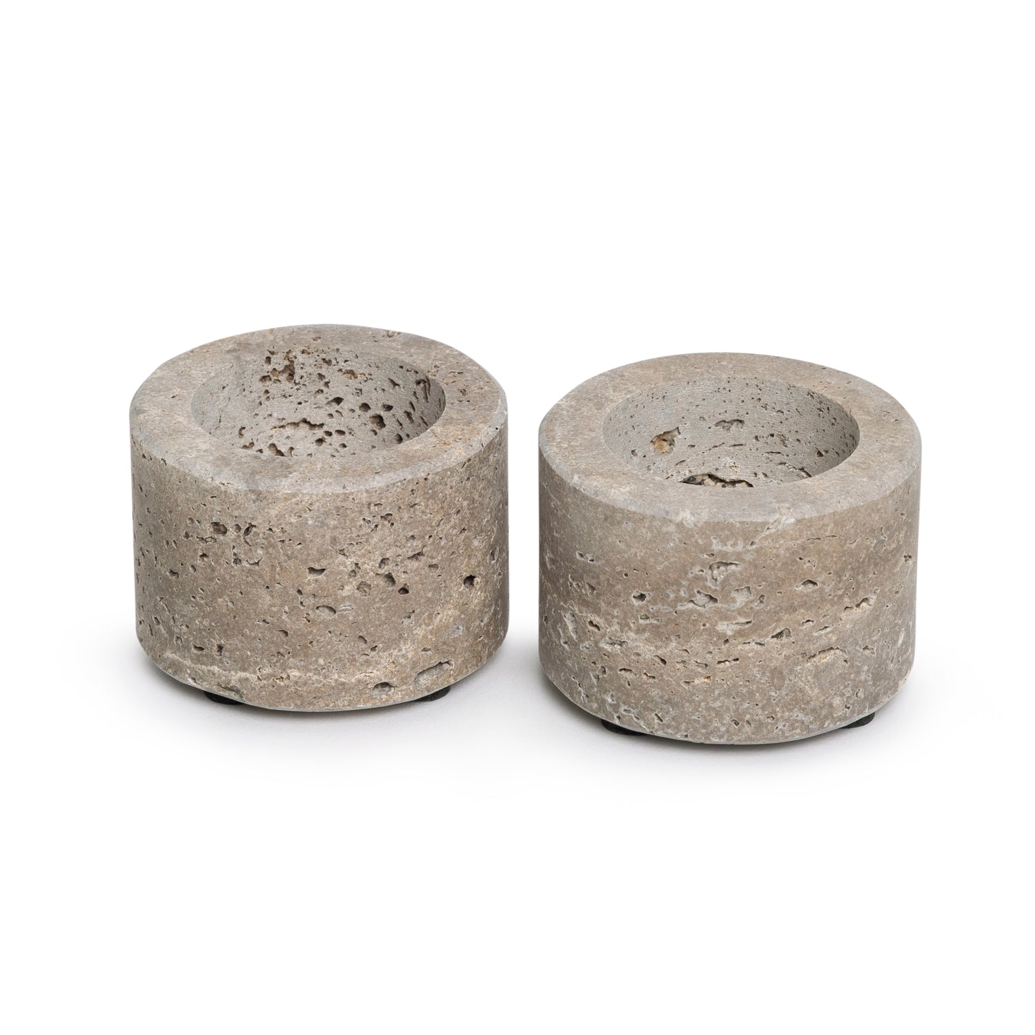 Titanium travertine waxinelichthouder S Ø6x4cm