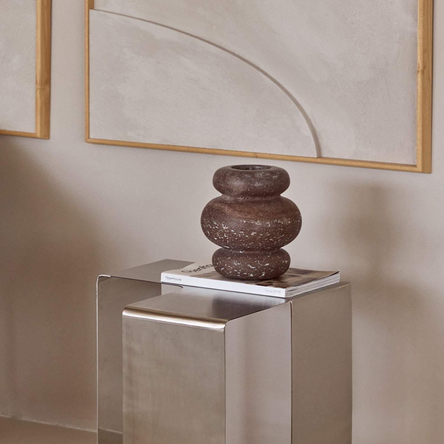 Bublé vase M Ø20x21cm Titanium travertine